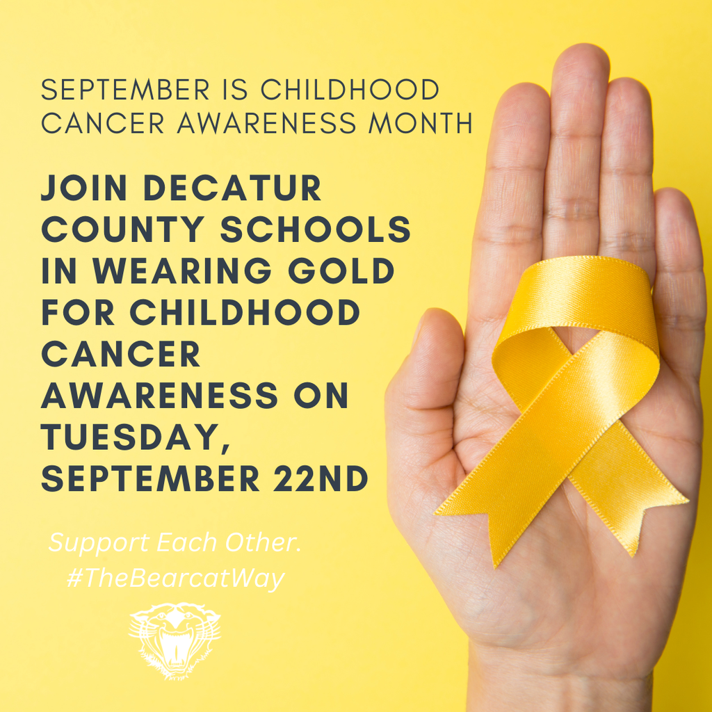graphic stating go gold for childhood cancer awareness on sept 22 - invites community to wear gold