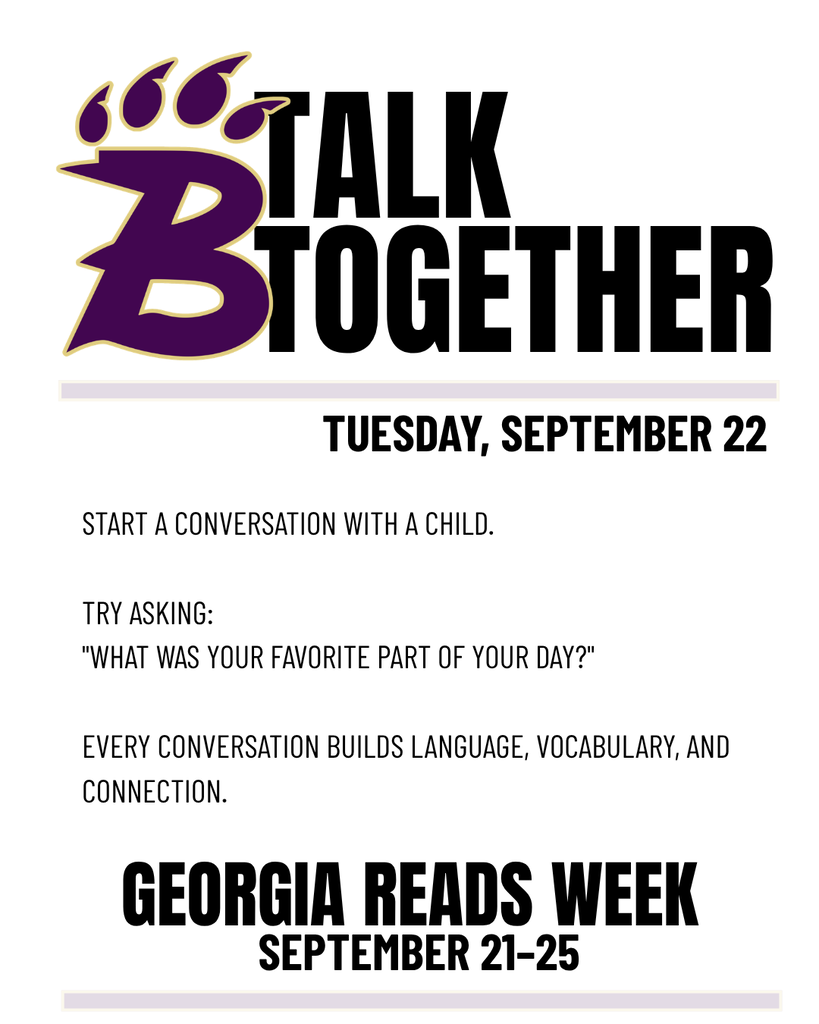 Georgia Reads Week graphic encouraging conversations with children to build language, vocabulary, and connection on September 22.