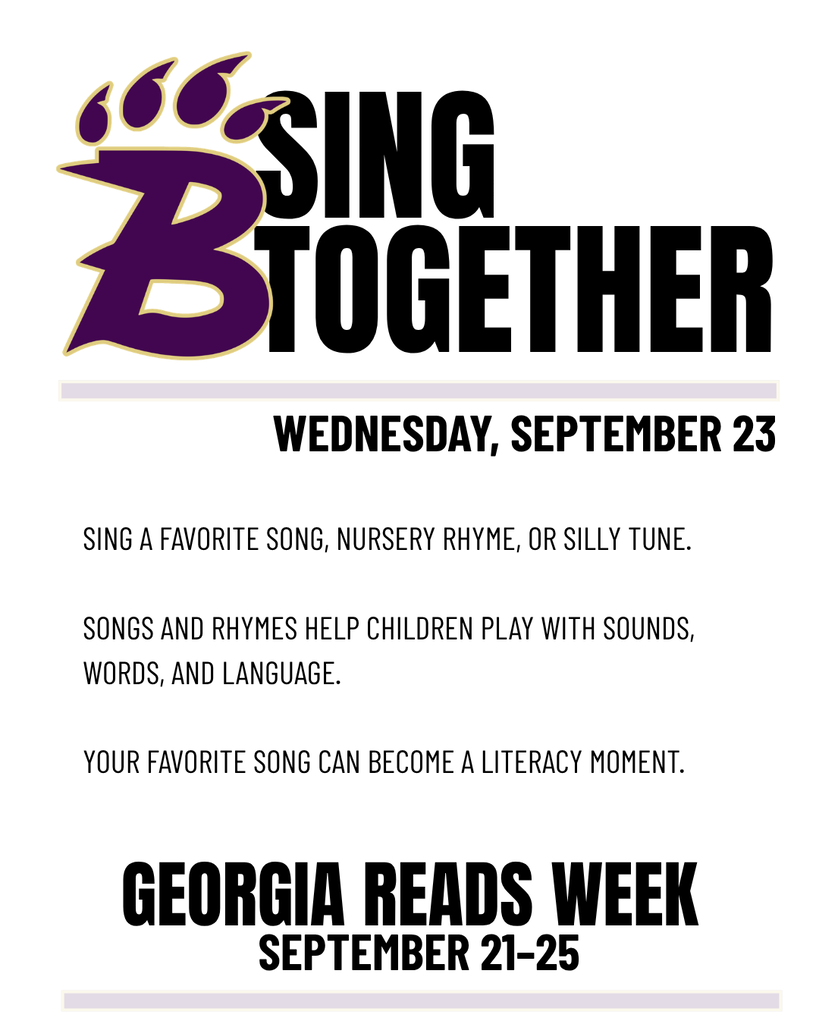 Georgia Reads Week graphic encouraging songs and rhymes to help children develop language skills on September 23.