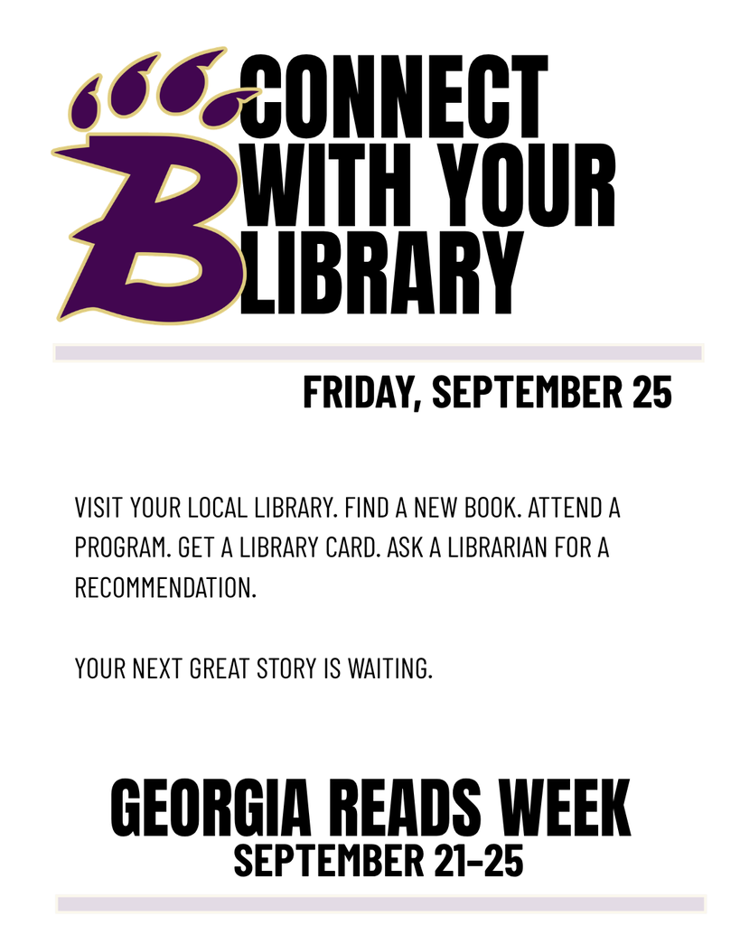 Georgia Reads Week graphic encouraging families to visit their local library and discover new books on September 25.