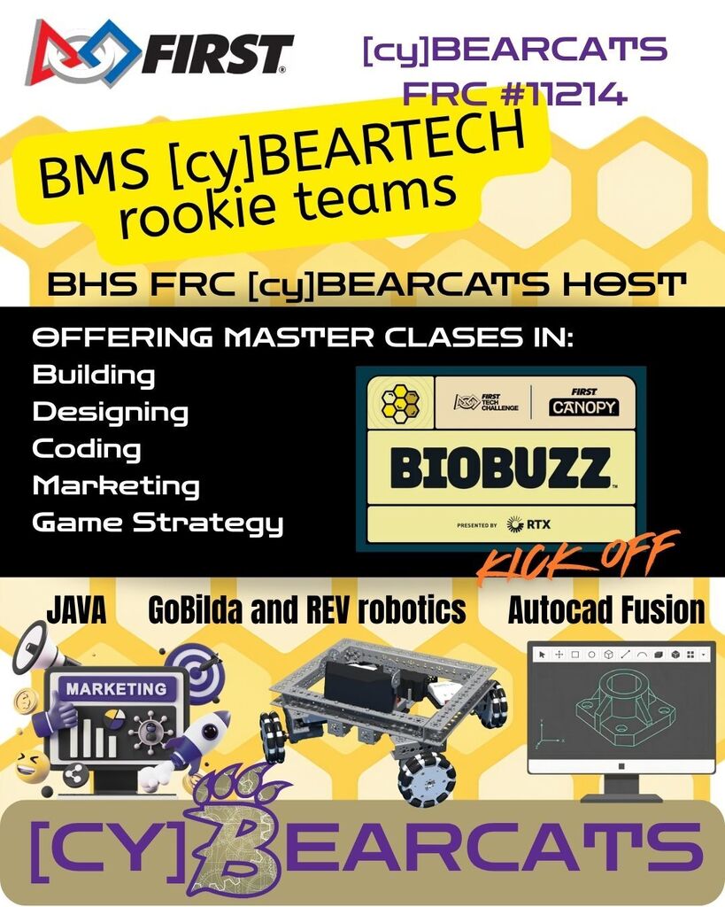 BHS CY BEARCATS host Master Classes in coding, buiodling, marketing, game strategy, and cad design