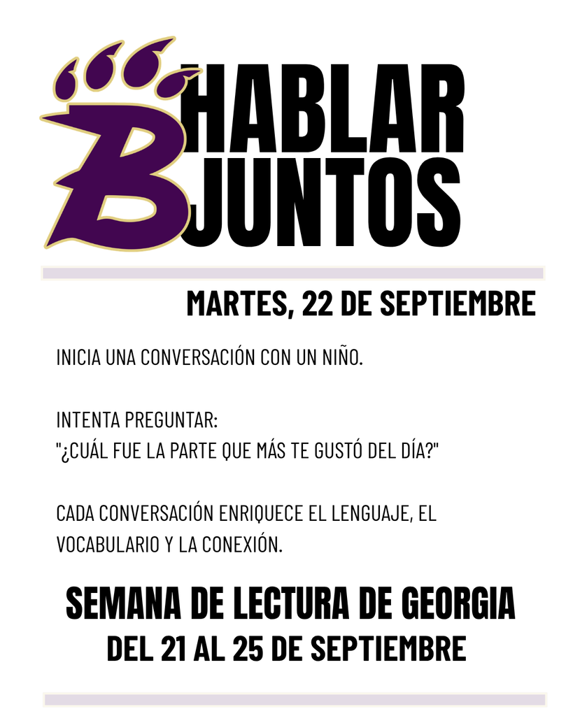 Georgia Reads Week graphic encouraging conversations with children to build language, vocabulary, and connection on September 22.