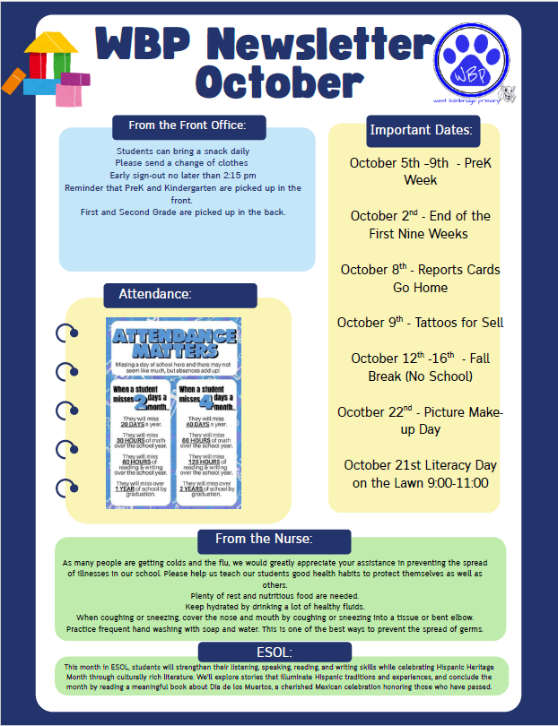 October Prek Newsletter pg 1 English