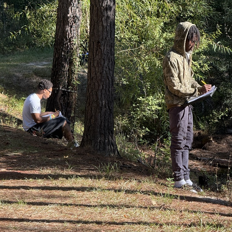 Mr. Poppell's English III students visited the campus pond today where they wrote texts inspired by the Transcendentalists.