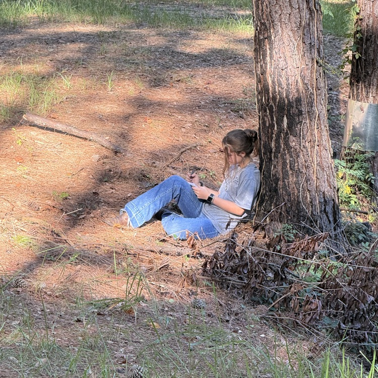 Mr. Poppell's English III students visited the campus pond today where they wrote texts inspired by the Transcendentalists.