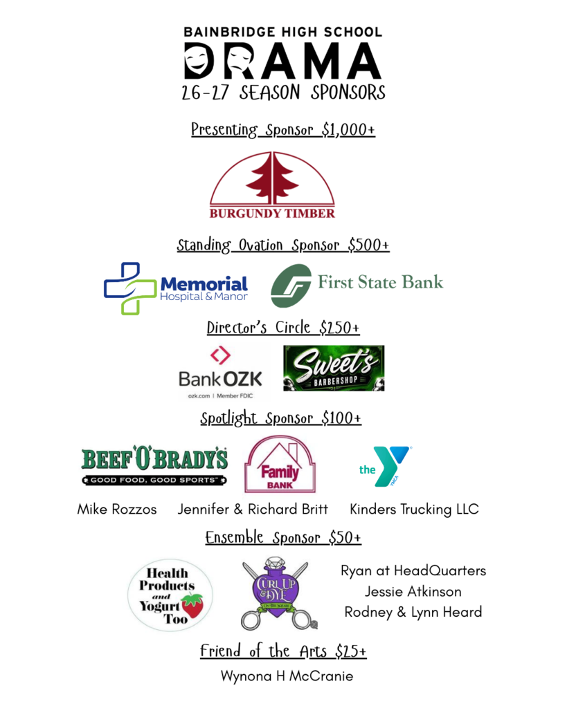 BHS Drama 26-27 Season Sponsors