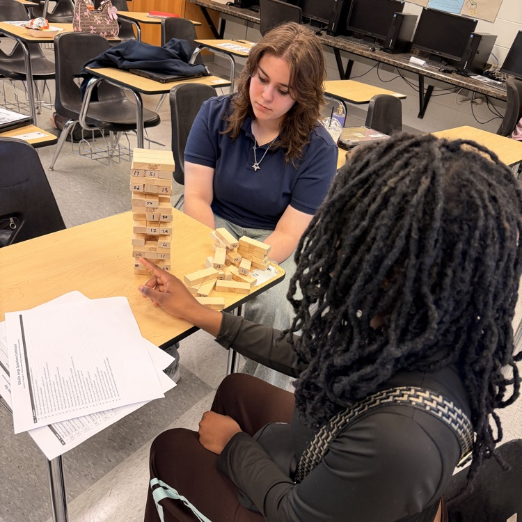 AP Lit students played Jenga to review for their Othello test.