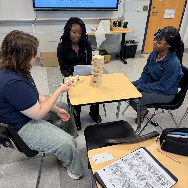 AP Lit students played Jenga to review for their Othello test.