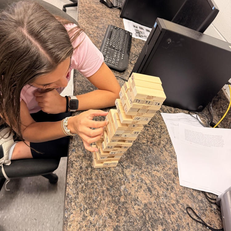 AP Lit students played Jenga to review for their Othello test.