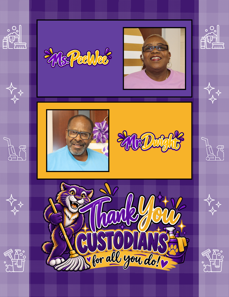 make a short alt text Ms. PeeWee and Mr. Dwight are recognized for Custodian Appreciation Day for their dedicated service at the Decatur County Schools Central Office.