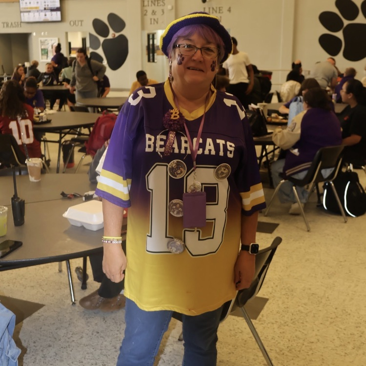 Cheering on the Bearcats in our purple and gold- HOCO Day 4