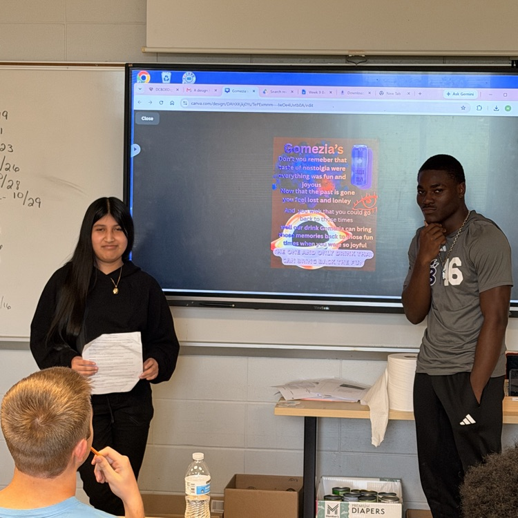 English 2 students designed and presented a product or campaign to reinforce their understanding of persuasive appeals. 