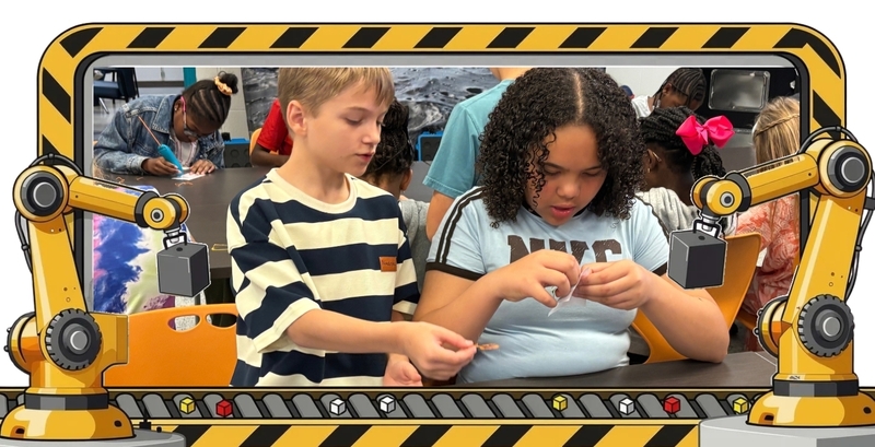 Working together  create cubes using 3D Pens at Hutto Elementary School for Manufacturing Day