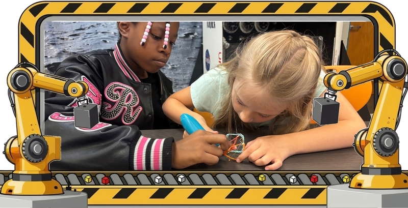 Working with precision to create cubes using 3D Pens at Hutto Elementary School for Manufacturing Day
