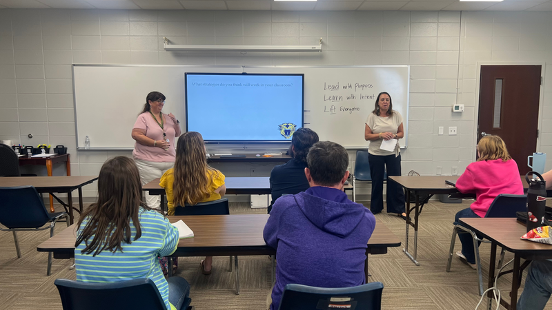 Educators participate in a professional development session focused on classroom strategies and effective teaching practices.