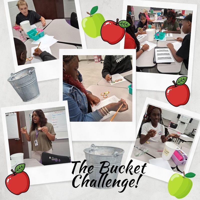 Images of students filling their buckets up during their Read 180 lesson on Common and Proper Nouns