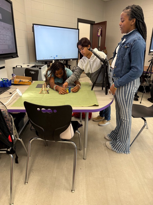 Students working together to create a animation video