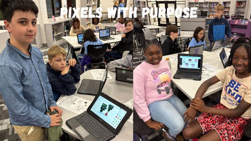 Pixels with Purpose, students are excited to share their 3D models, Game and Graphic Designs and more during the BMS Tech competition