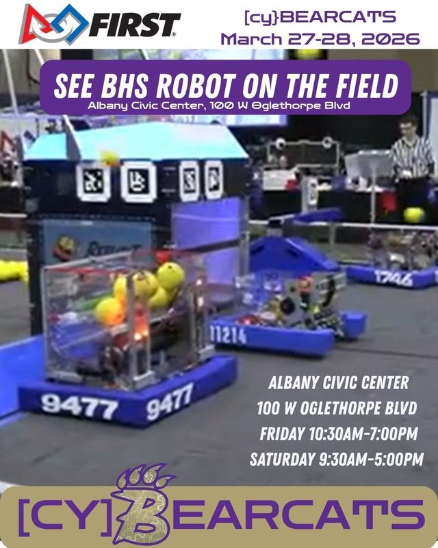 Join us on March 27 and 28 at the Civic Center in Albany GA to see the cyBearcats in action