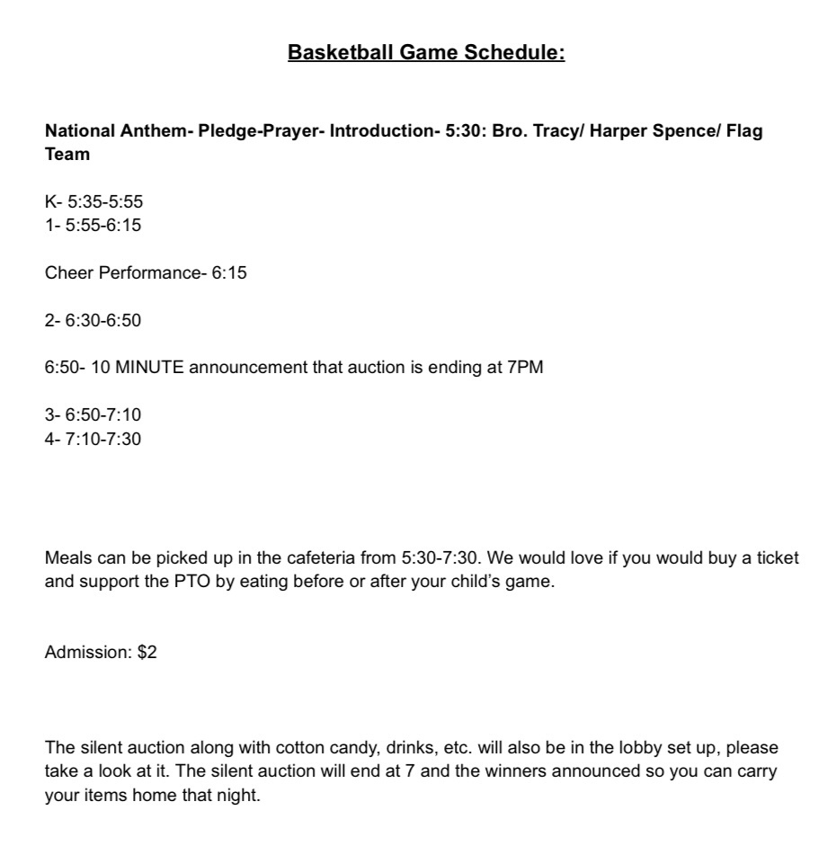 Basketball Schedule