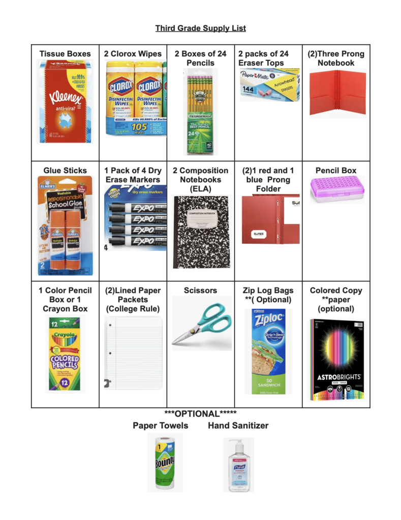 PES Third Grade Supply List