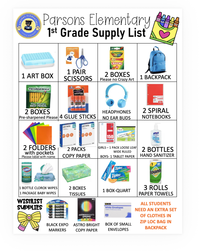 PES 1st Grade Supply List