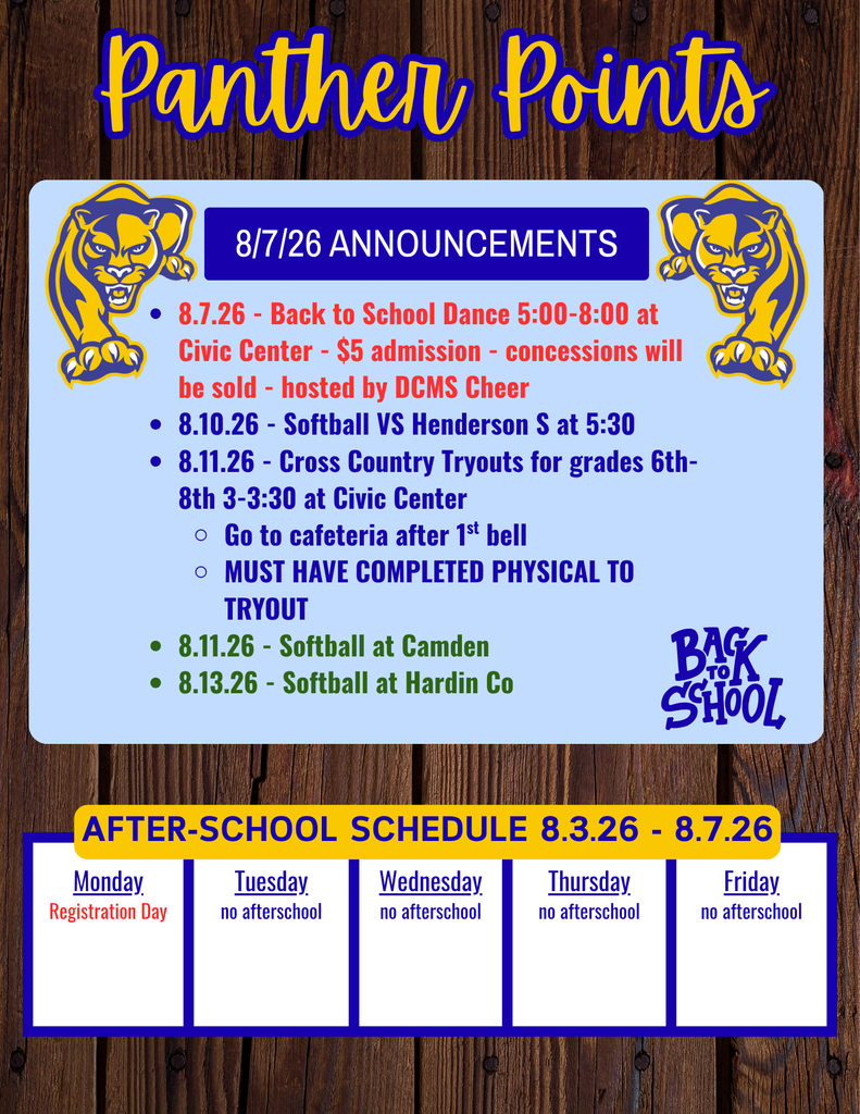 Panther Points Announcement 8/7/26
