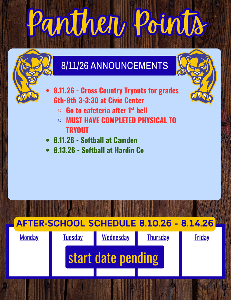 Panther Points Announcement 8-11-26