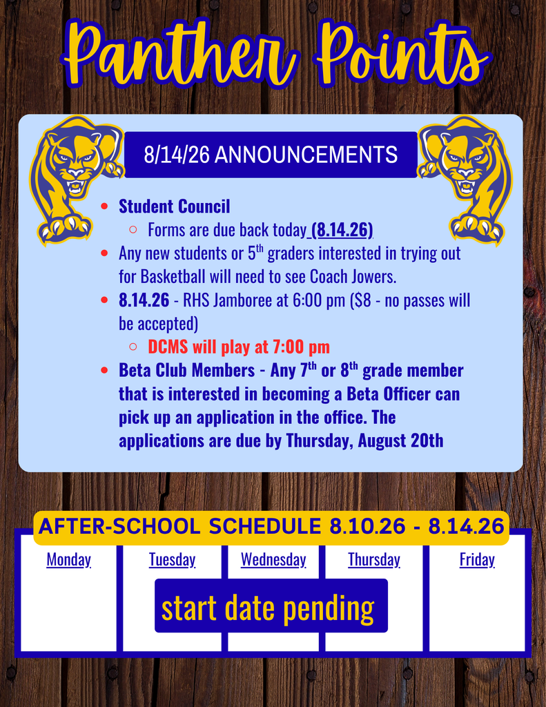 Panther Points Announcement 8/14/26