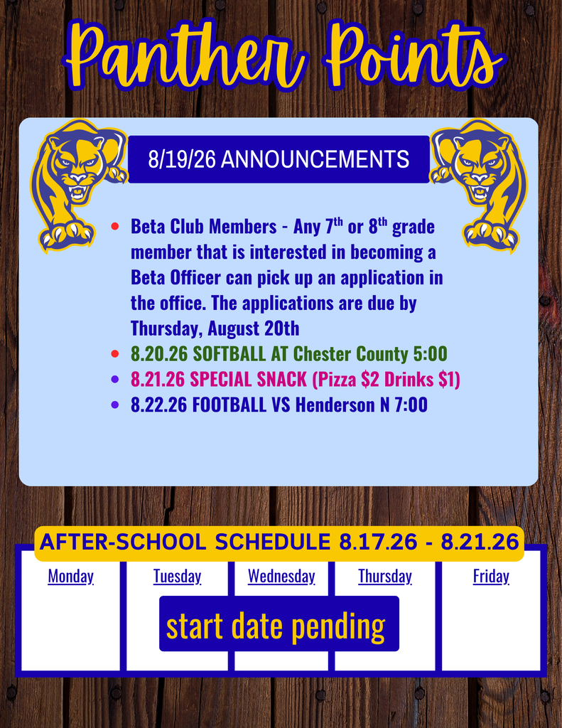Panther Points 8-19-26