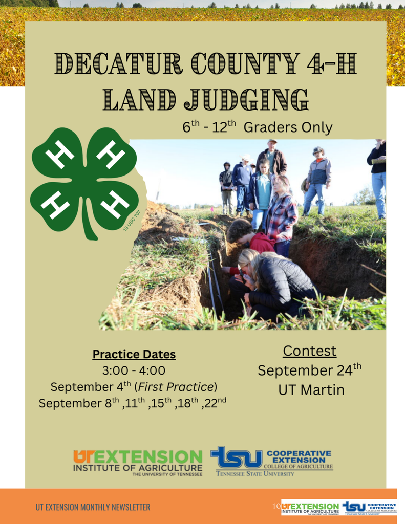First 4H Land Judging Meeting Friday 9-4-26