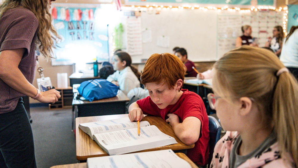 Photo of a student working on a math lesson