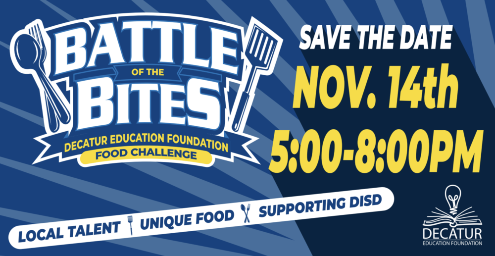 event logo and details on a blue background