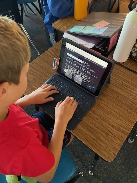 Student using a laptop