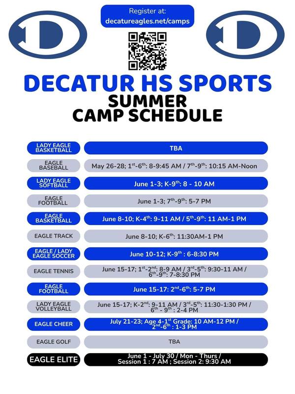 Decatur HS Sports Summer Camp Schedule 