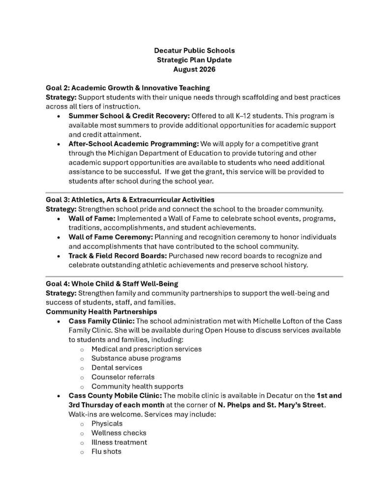 Strategic Plan Progress Report #1