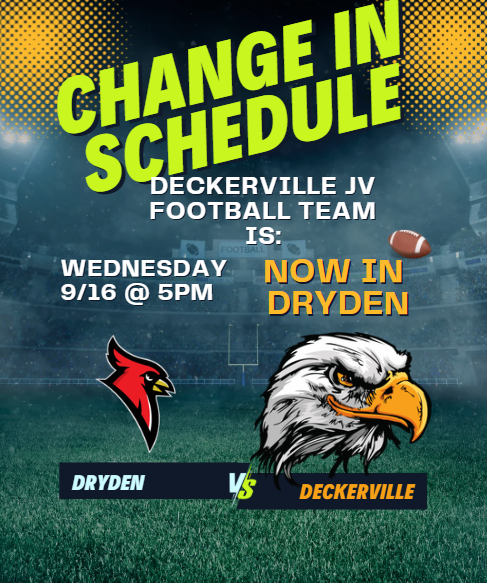 JV football at Dryden tomorrow at 5pm
