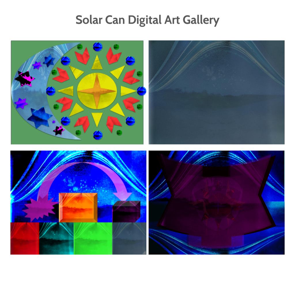 a series of edited images of photographs made with a solar can pinhole camera