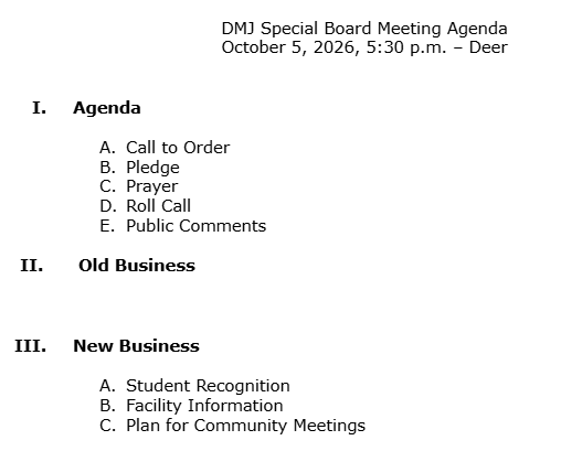 Board Agenda