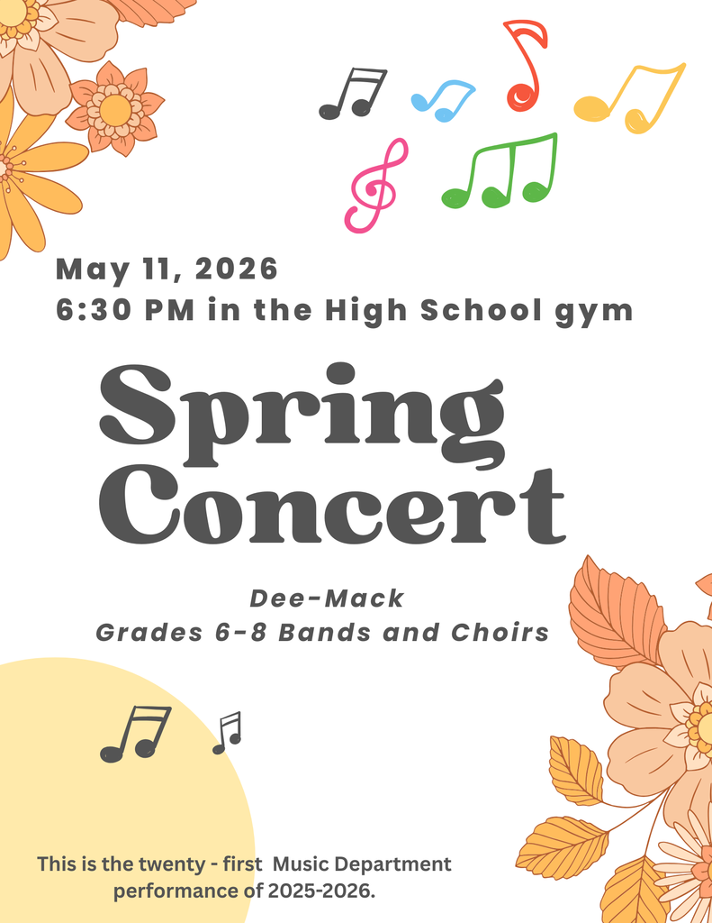 Spring Concert flyer for 6-8 grades
