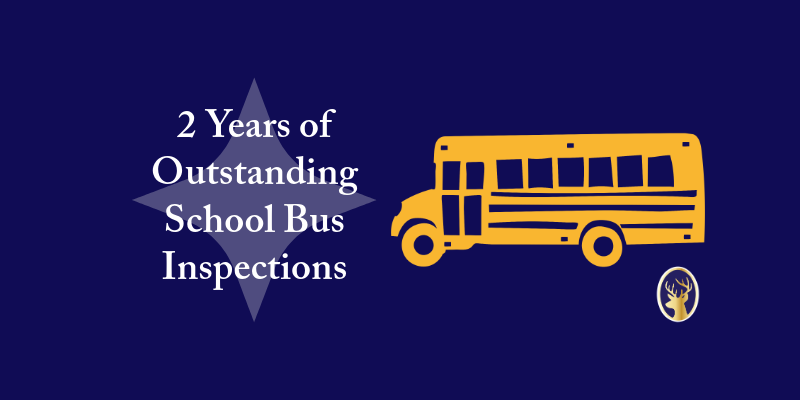 Banner showing 2 years of outstanding school bus inspections.