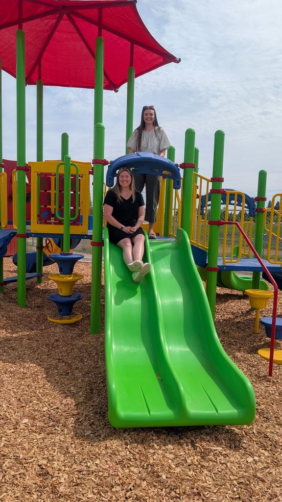 Photos of staff posing in the new ECEAP playground 