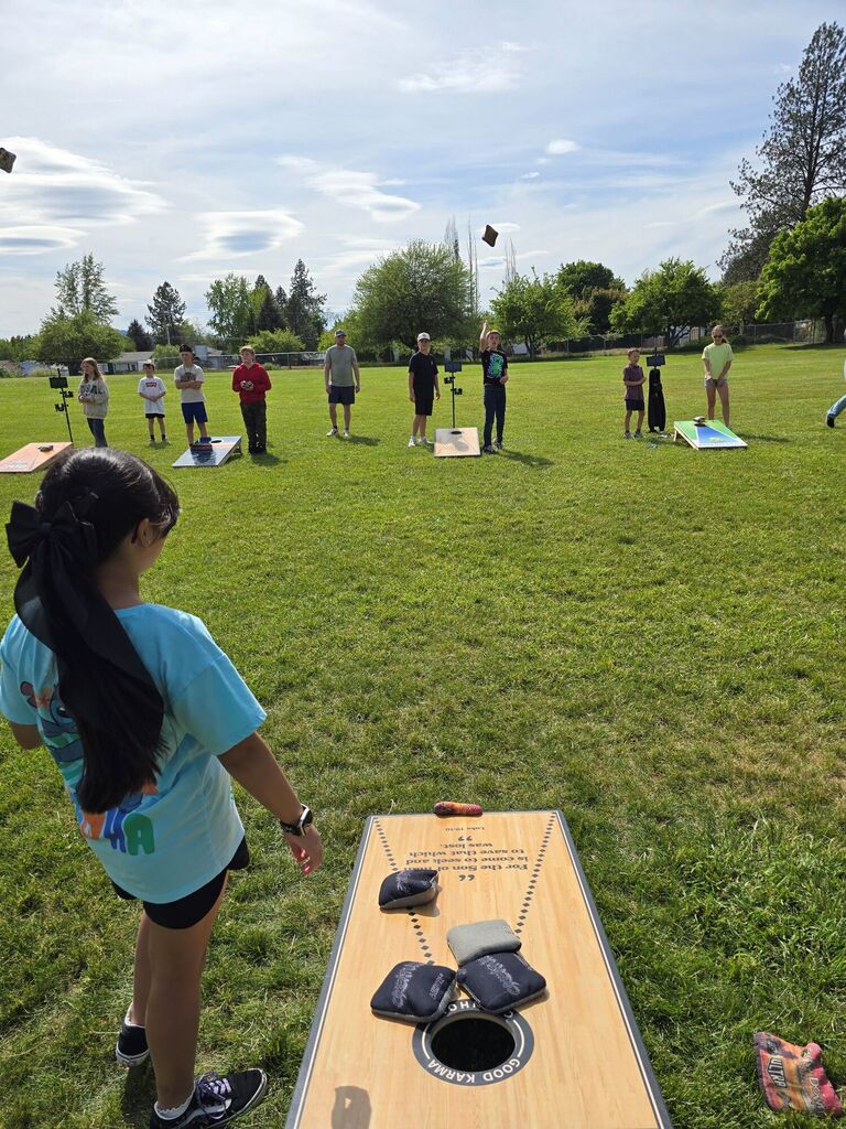 Kids at the  Arcadia Cornhole Club event