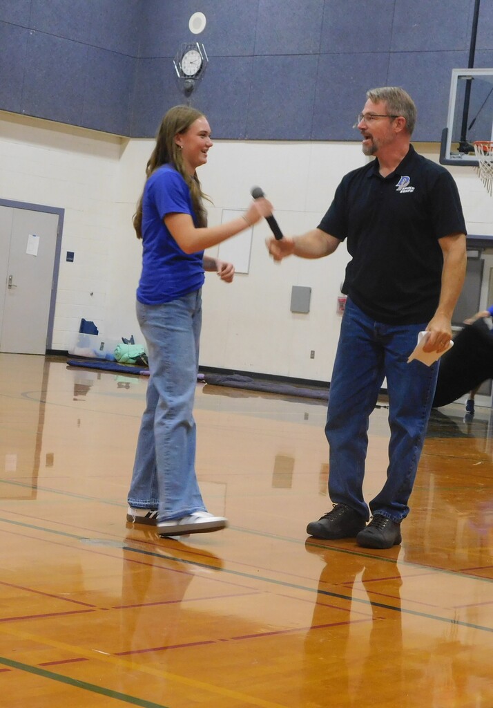 Middle School back to school assembly - students and staff having a great time!