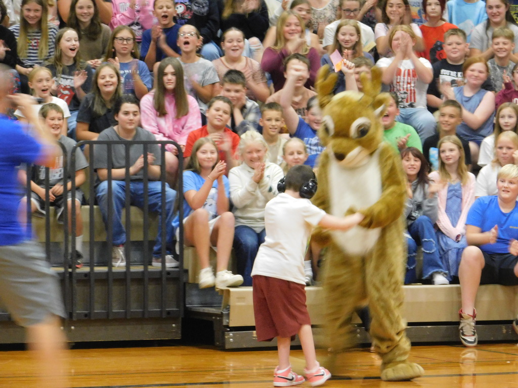 Middle School back to school assembly - students and staff having a great time!