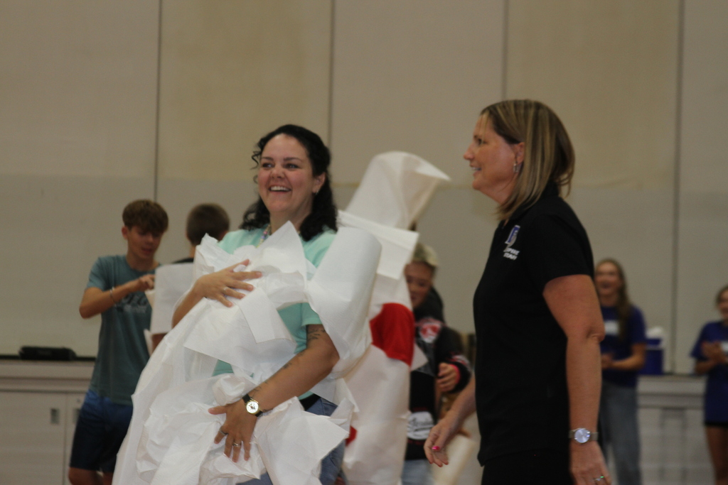 Middle School back to school assembly - students and staff having a great time!