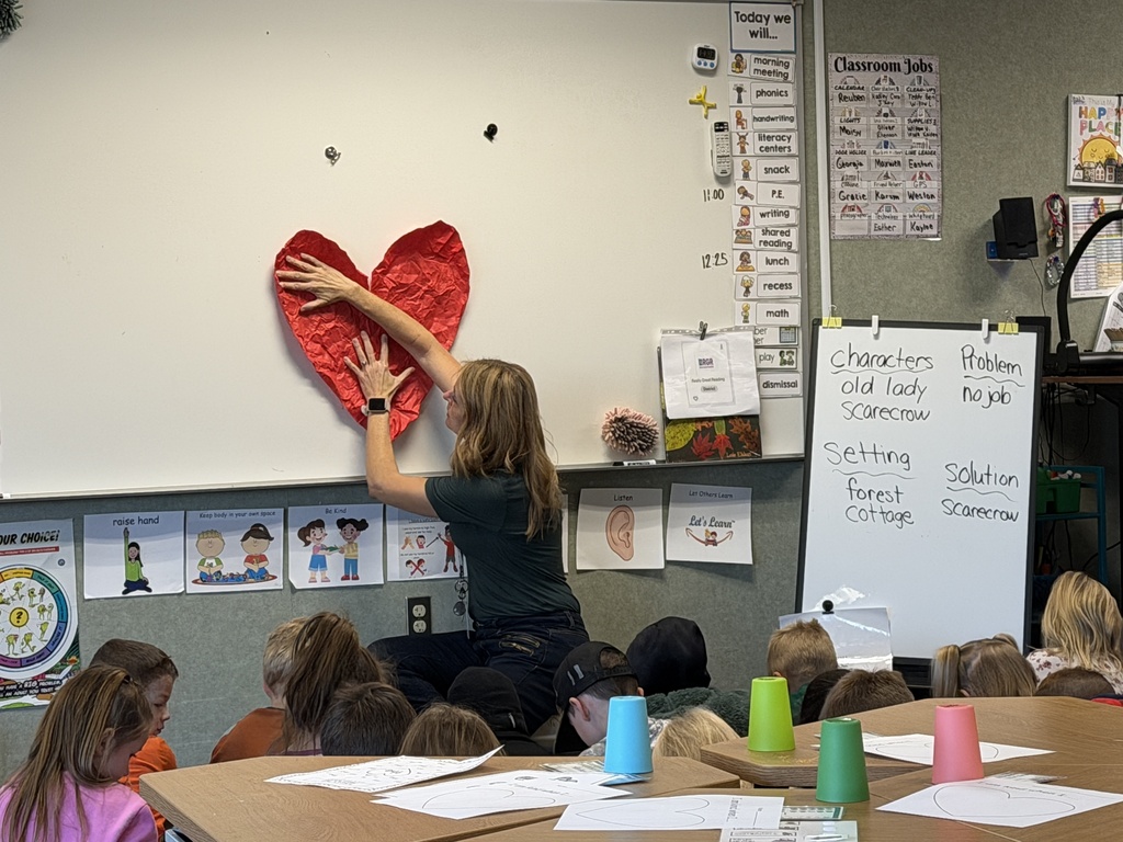 Kindergarten doing the wrinkled heart lesson