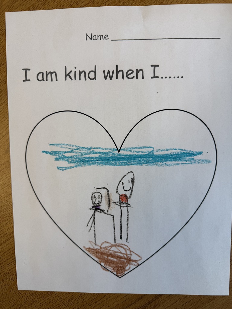 Kindergarten doing the wrinkled heart lesson
