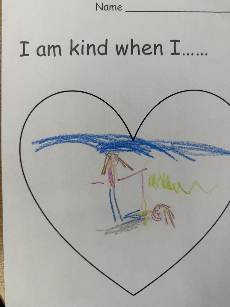 Kindergarten doing the wrinkled heart lesson