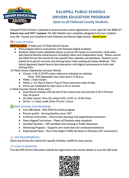 Driver's Education Flyer